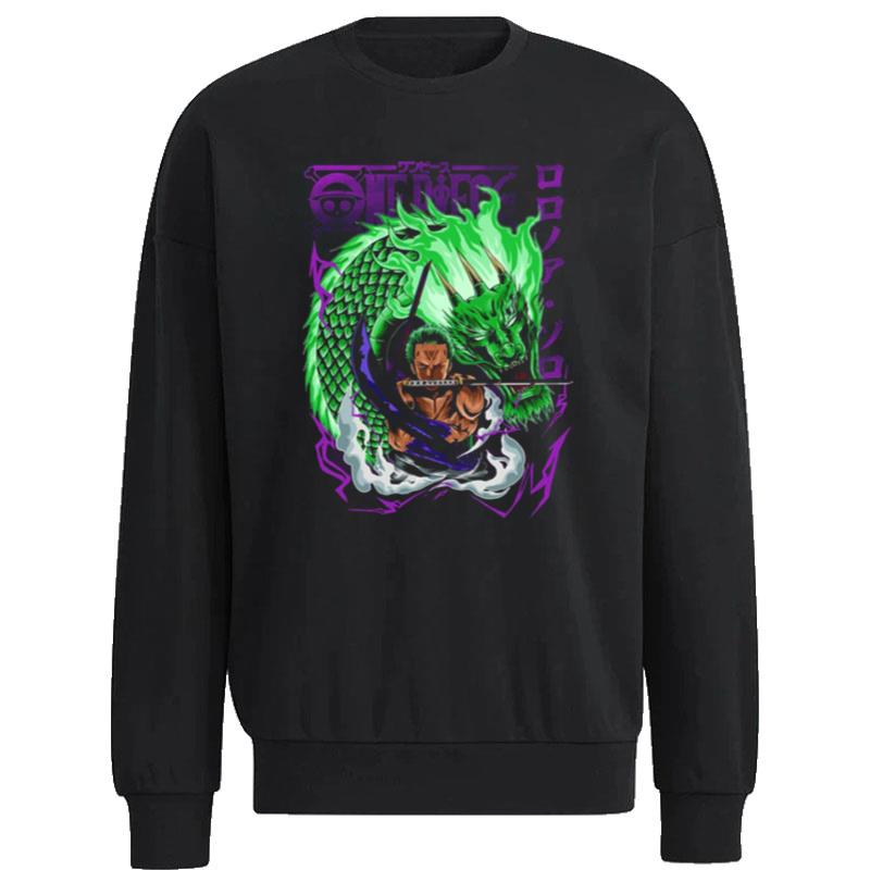 Green Dragon And Roronoa Zoro One Piece Anime Series Hoodie