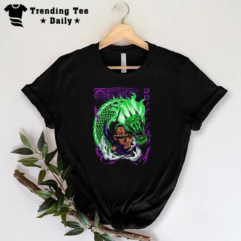 Green Dragon And Roronoa Zoro One Piece Anime Series T-Shirt