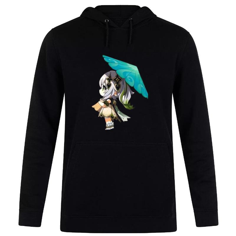 Green Umbrella Chibi Nahida Genshin Impac Hoodie