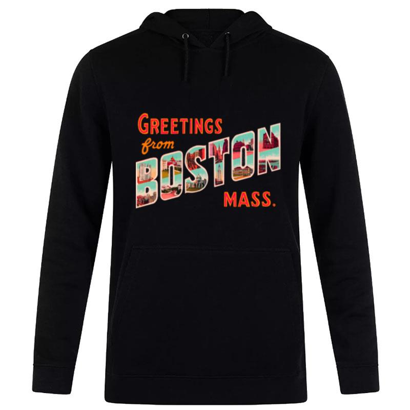 Greetings From Boston Mass V Neck Hoodie