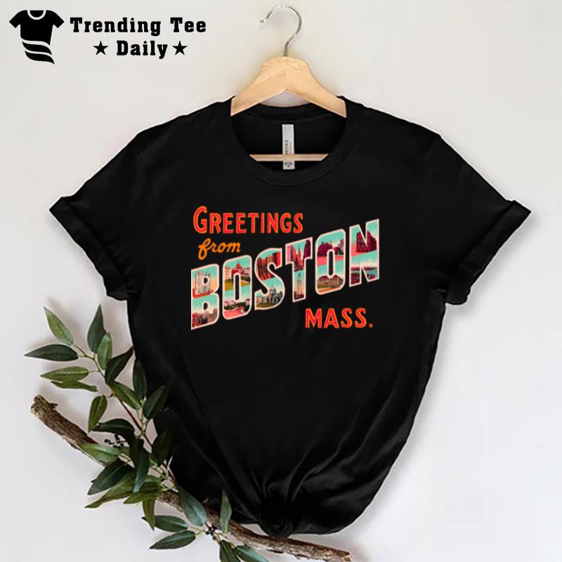 Greetings From Boston Mass V Neck T-Shirt