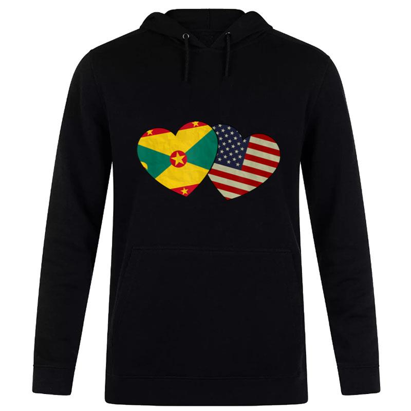 Grenadian American Couple Heart Love Flag Valentine Hoodie