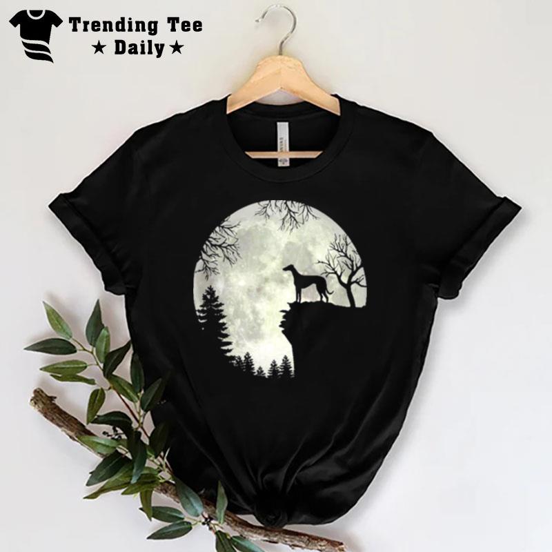 Grey Hound And Moon Halloween T-Shirt