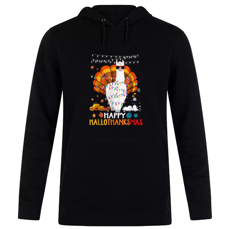 Llama Happy Hallothanksmas Halloween'thanksgiving Xmas B0B6Wc339Y Hoodie