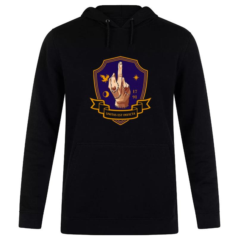 Logo Un't's Est Invicta Wednesday Nevermore Academy Thing Hoodie