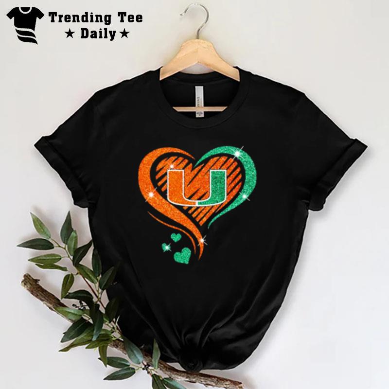 MI'mi Hurricanes Basketball Love Heart DI'mond 2023 Ncaa T-Shirt