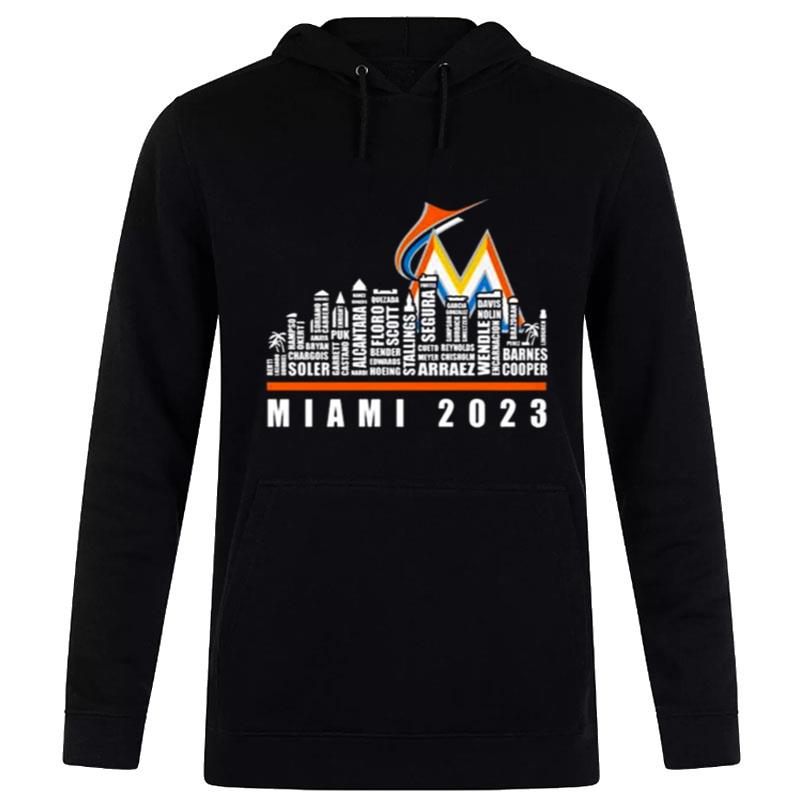 MI'mI'marlins 2023 Season'team Players Names In City Hoodie