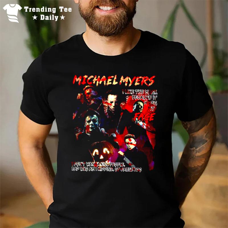 Michael Myers Horror Movie Characters Cool Art Pumpkin Halloween T-Shirt