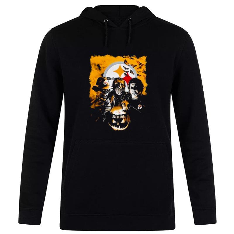 Michael Myers Jason Voorhees And Freddy Krueger Pumpkin PIt'sburgh Steelers Halloween Hoodie