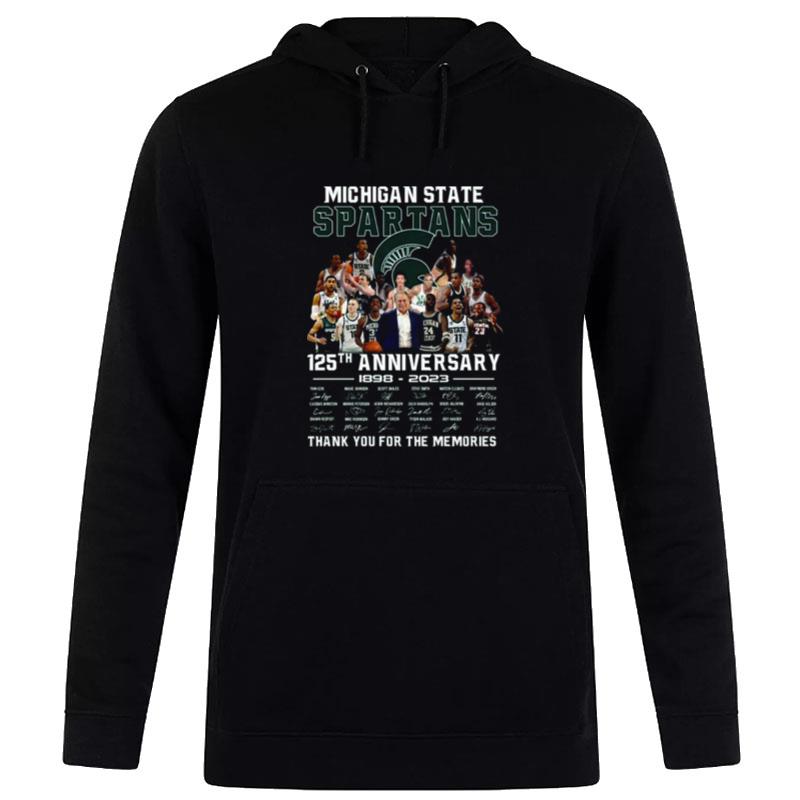 Michigan State Spartans 125Th Anniversary 1898 - 2023 Thank You For The Memories Sign'tures Hoodie