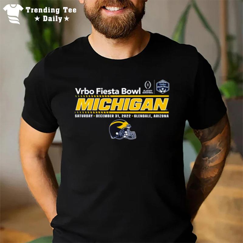 Michigan'team 2022 Cfp Semifinal Vrbo Fiesta Bowl Helme T-Shirt