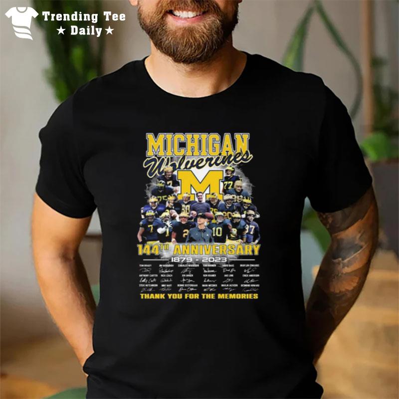 Michigan Wolverines 144Th Anniversary 1879 2023 Thank You For The Memories Sign'tures T-Shirt