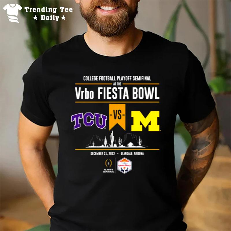 Michigan Wolverines 2022 College Football Playoff Fiesta Bowl Head To Head Black T-Shirt