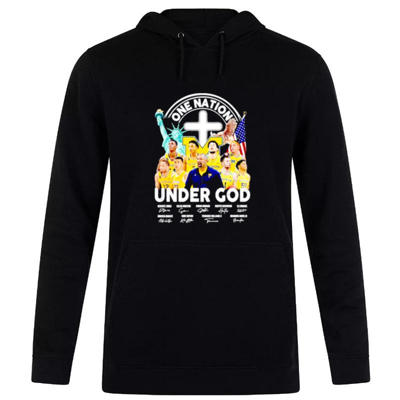 Michigan Wolverines One n'tion Under God Sign'tures Hoodie