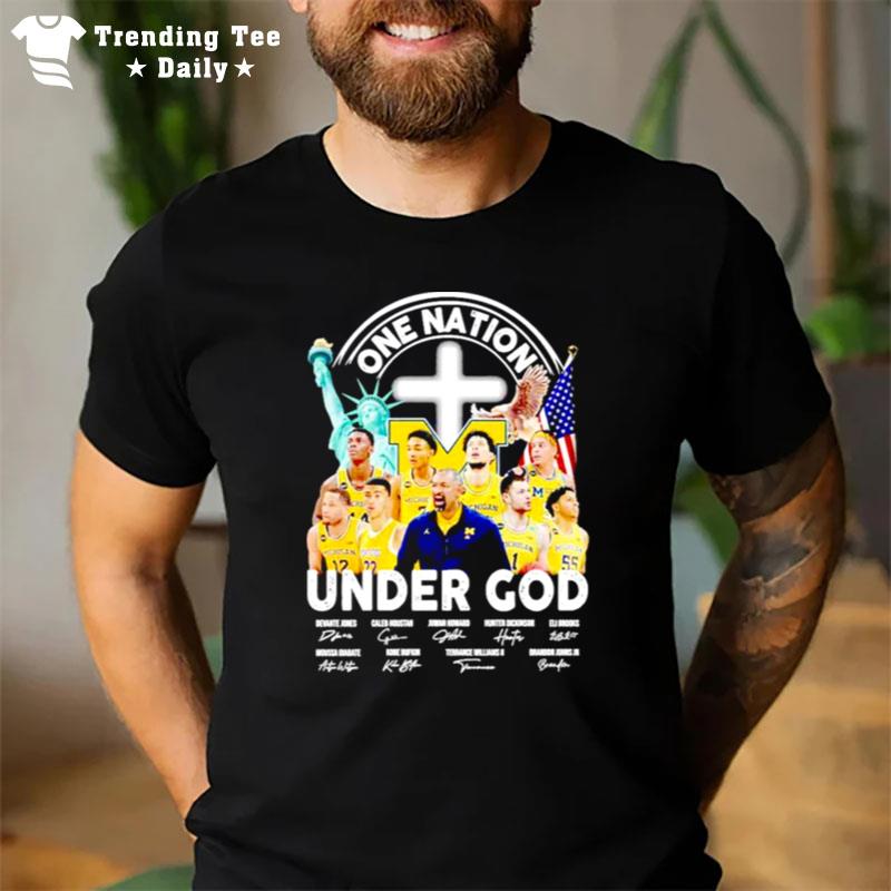 Michigan Wolverines One n'tion Under God Sign'tures T-Shirt