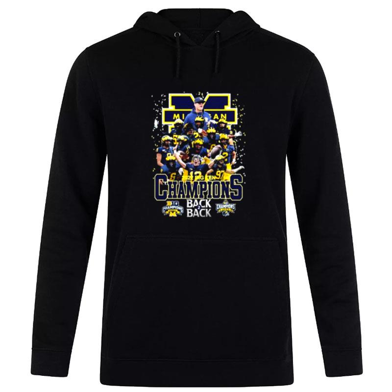 Michigan Wolverines Team Football Back 2 Back 2022 Big Ten Champions Hoodie