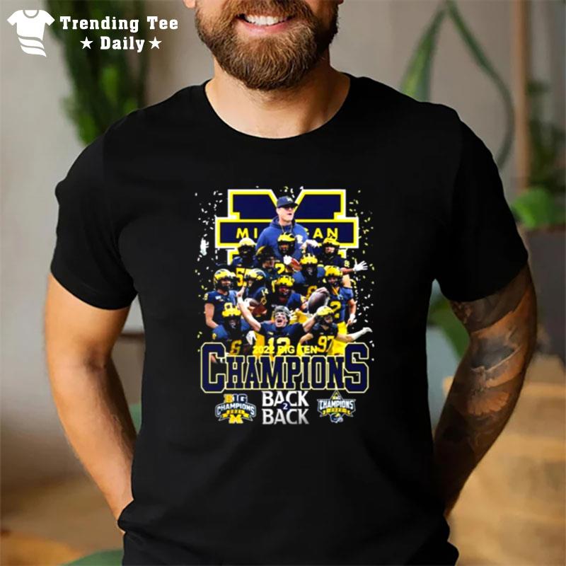 Michigan Wolverines Team Football Back 2 Back 2022 Big Ten Champions T-Shirt