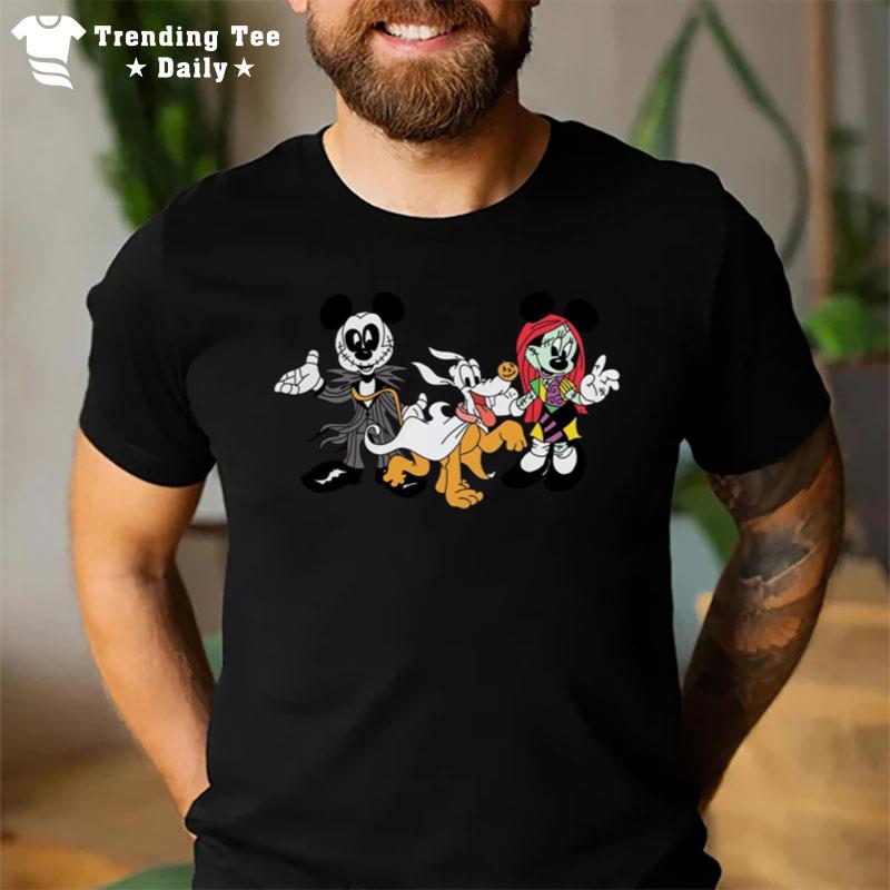 Mickey And Minnie Sally Jack Skellin'ton Couples Halloween T-Shirt