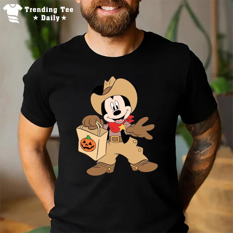 Mickey Cowboy Mickey Skeleton Mickey Mickey Mouse Halloween T-Shirt