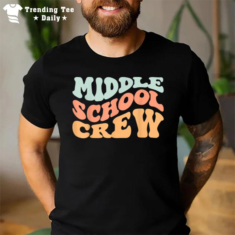 Middle School Squad Retro Groovy Wavy Vintage T-Shirt