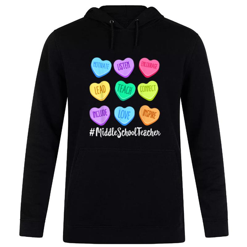 Middle School Teacher Valentine's Day Pastel Candy Heart Hoodie