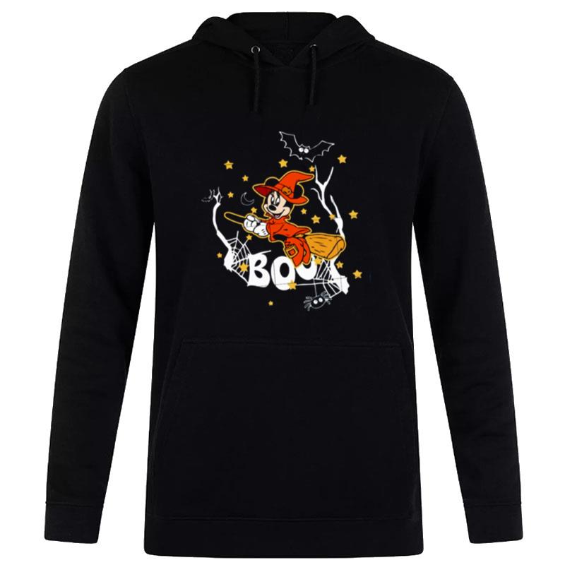 Mininie Witch Is Flying Boo Minnie Riding A Broom Halloween Hoodie