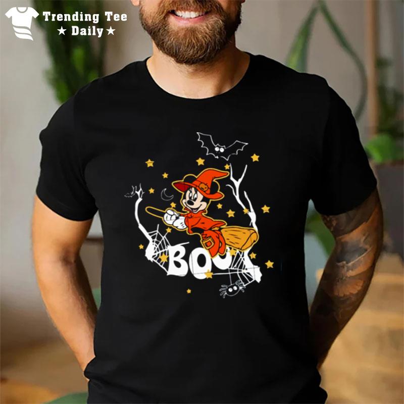 Mininie Witch Is Flying Boo Minnie Riding A Broom Halloween T-Shirt