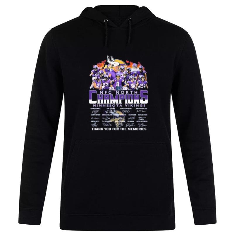 Minnesota Vikings 2022 Nfc North Champions Thank You For The Memories Sign'tures Hoodie