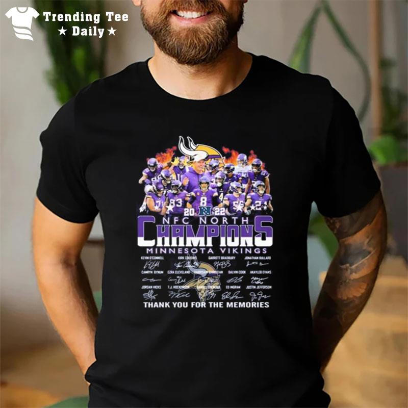 Minnesota Vikings 2022 Nfc North Champions Thank You For The Memories Sign'tures T-Shirt