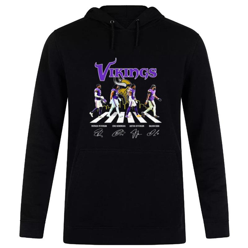 Minnesota Vikings City Patrick Peterson Eric Kendricks Justin Jefferson And Dalvin Cook Abbey Road Sign'tures Hoodie