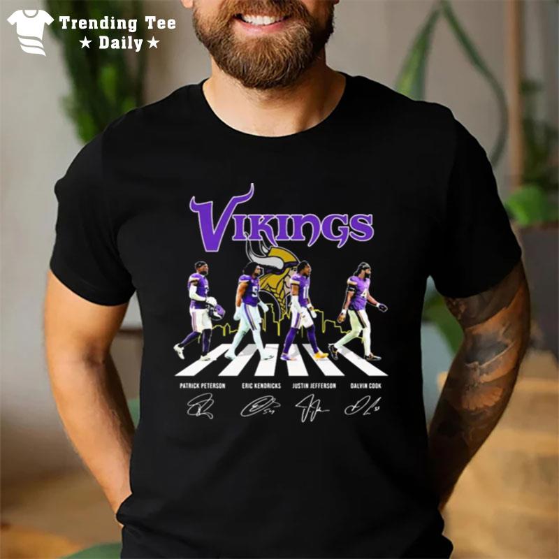 Minnesota Vikings City Patrick Peterson Eric Kendricks Justin Jefferson And Dalvin Cook Abbey Road Sign'tures T-Shirt