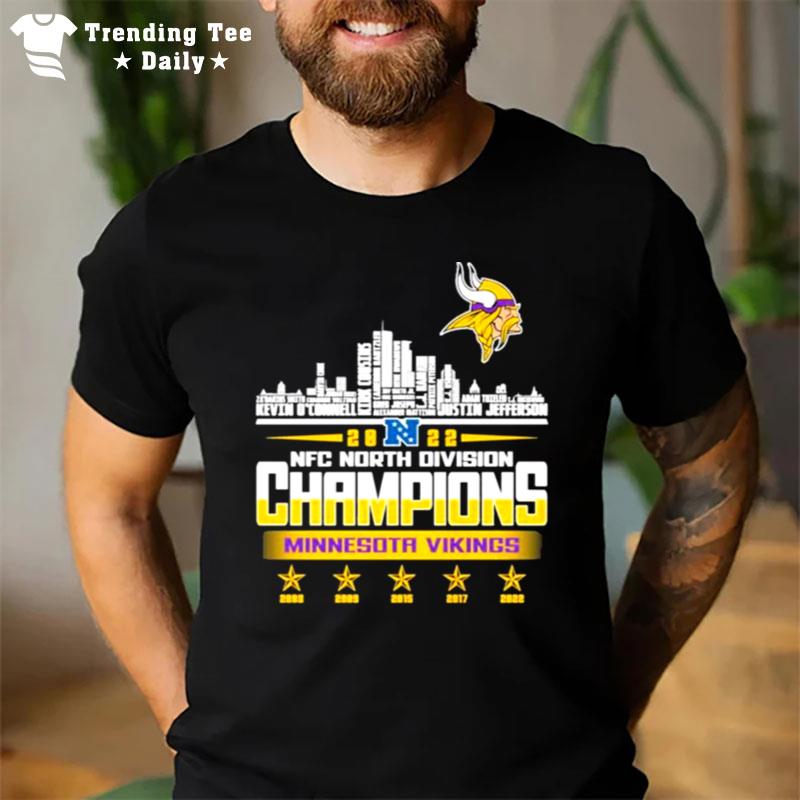 Minnesota Vikings Players Names 2022 Nfc North Division City Skyline T-Shirt