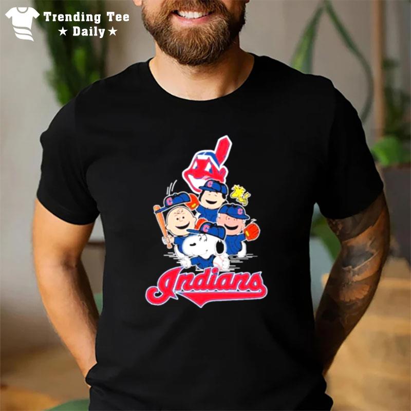 Mlb Cleveland Indians Snoopy Charlie Brown Woodstock The Pean'ts Movie Baseball T-Shirt