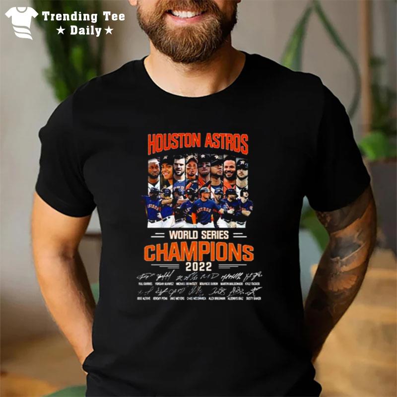 Mlb Houston Astros Team Football 2022 World Series Champions Sign'tures T-Shirt