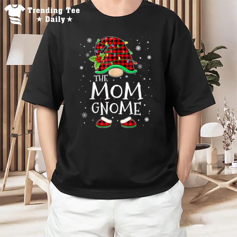 Mom Gnome Red Plaid Matching Family Christmas Mommy Pajama T-Shirt