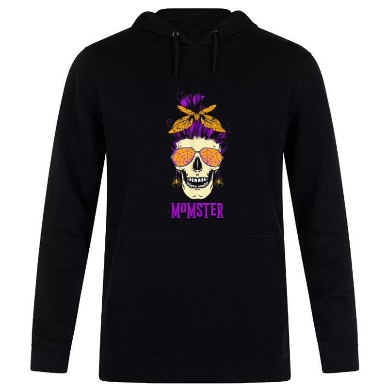 Momster T Messy Bun Skull Halloween Mom Hoodie