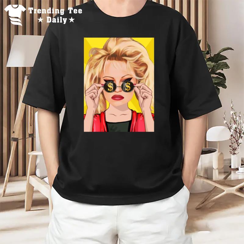 Money Icon Glasses Pamela Anderson T-Shirt