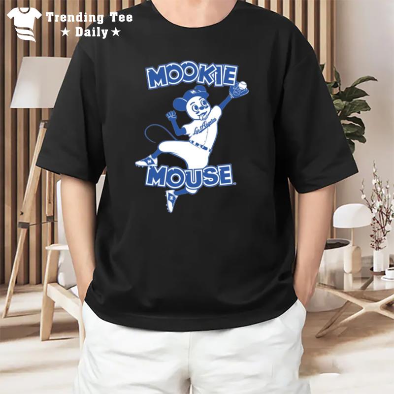 Mookie Mouse Fly Catch Baseball Blue Dodgers Baseball T-Shirt