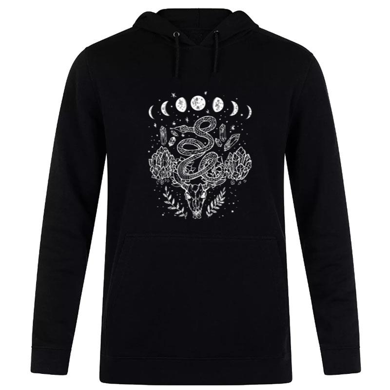 Moon Phases Snake And Crystals Gothic Punk Hoodie