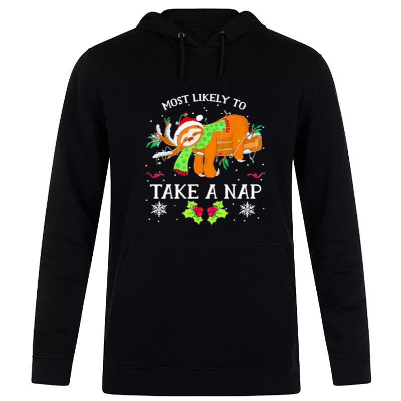 Most Likely To Take A Nap Family Matching Christmas Sloth Hoodie