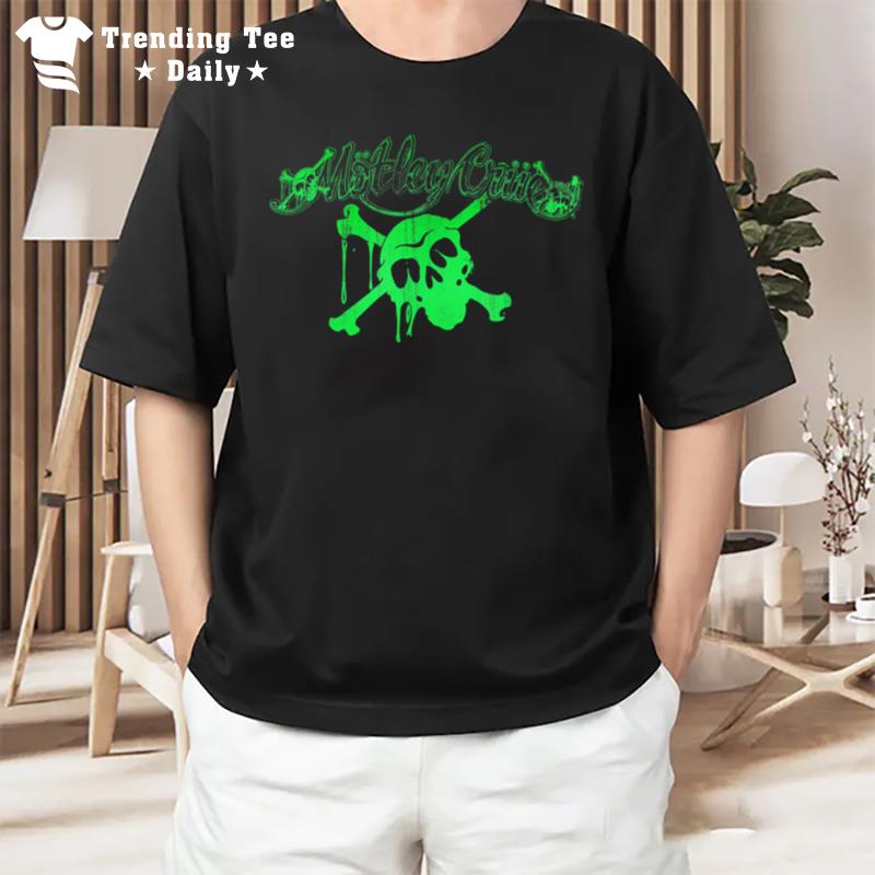 M ley Cr - Neon Green Logo With Skull T-Shirt