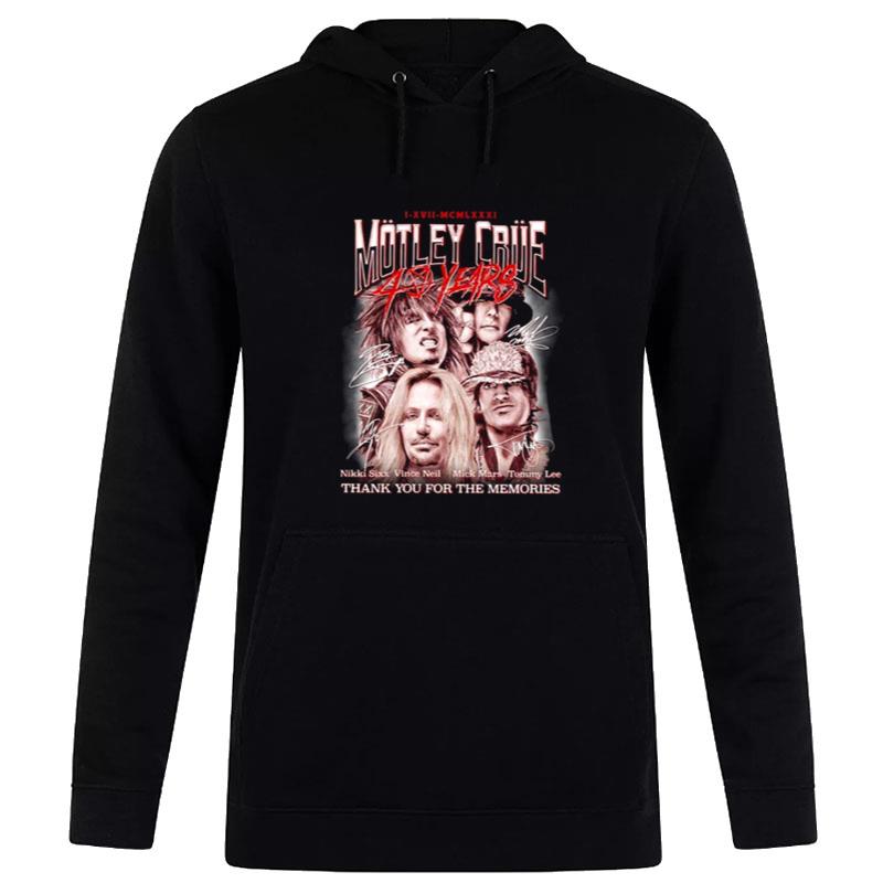 Motley Crue Sign'ture Nikki Sixx Vince Neil Mick Mars Tommy Lee Thank You For The Memories Hoodie