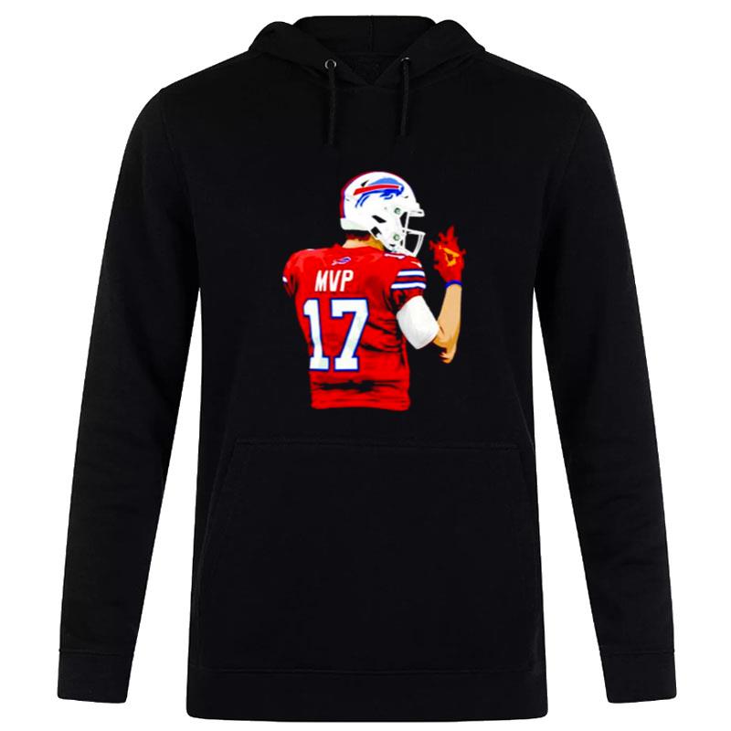 Mvp Josh Allen 17 Buffalo Bills Fire Hand Hoodie