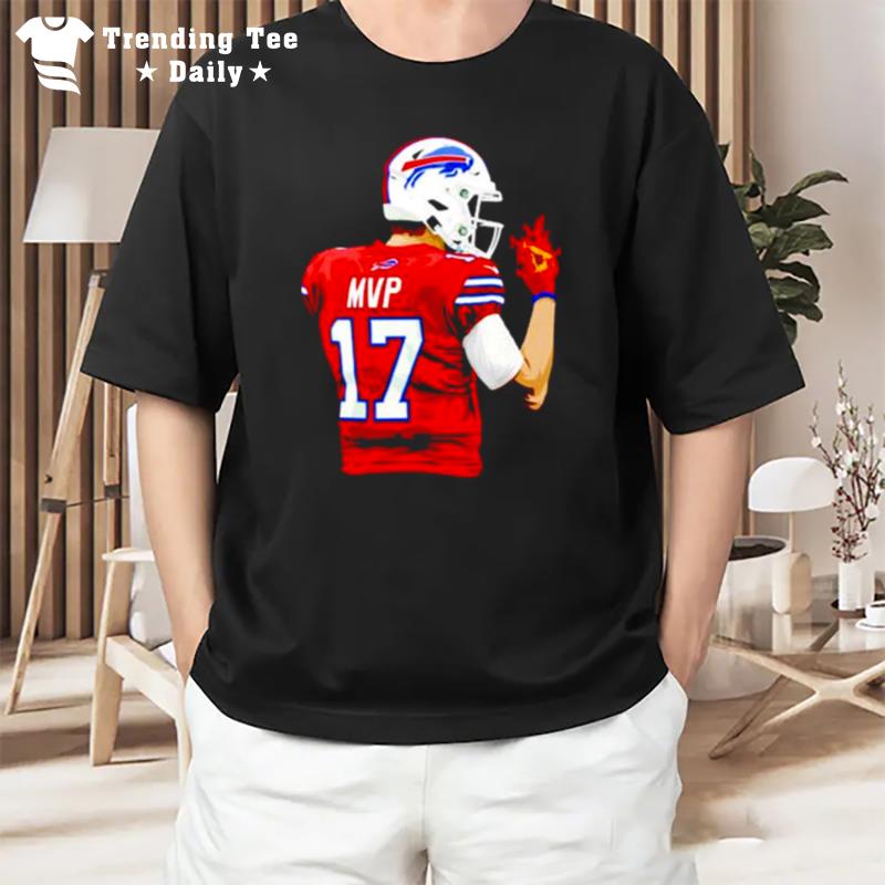 Mvp Josh Allen 17 Buffalo Bills Fire Hand T-Shirt