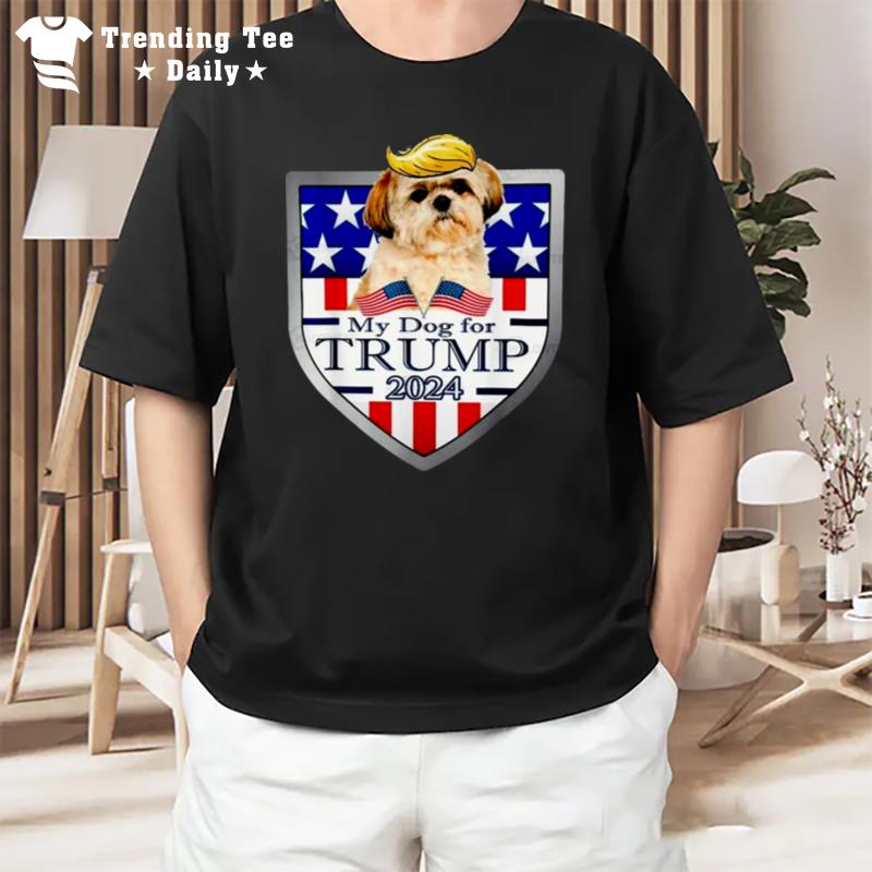 My Dog For Trump 2024 Shih Tzu Dog American Flag T-Shirt