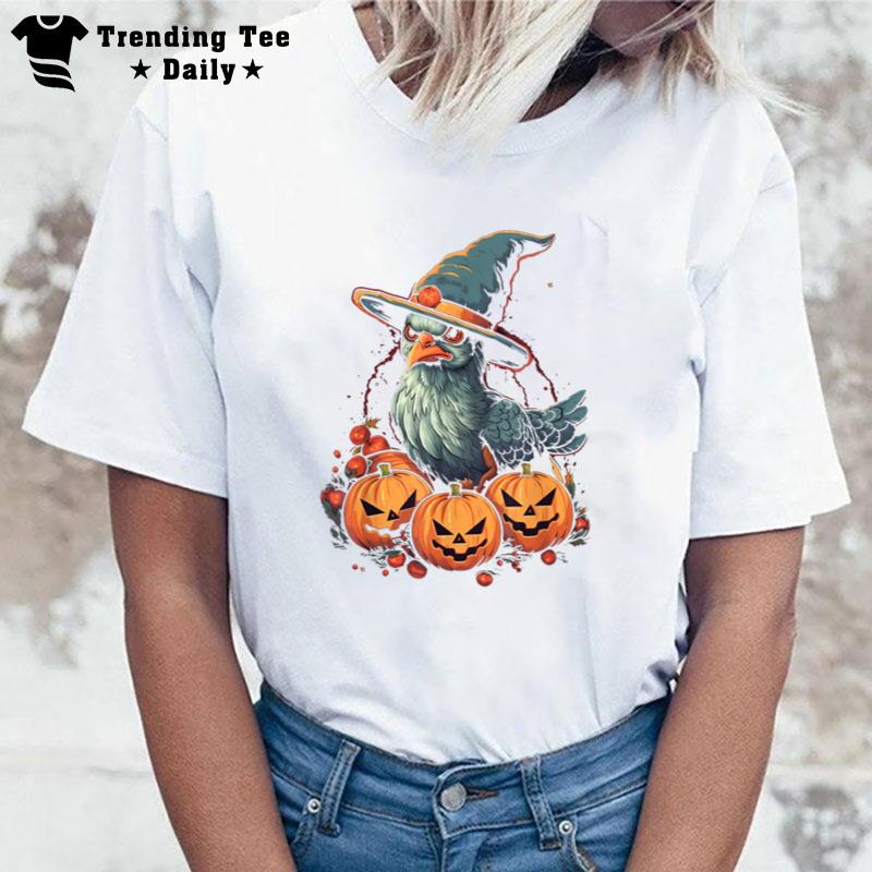 Chicken Witch Halloween Costume Farm Animal Pumpkin Farmer T-Shirt