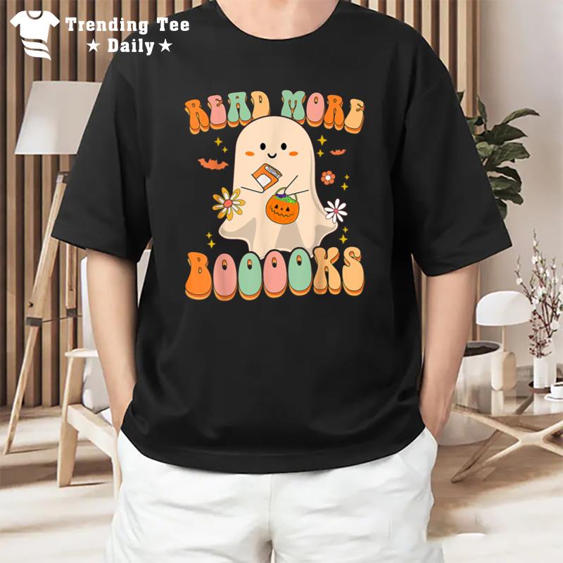 Groovy Read More Books Cute Ghost Boo Funny Halloween T-Shirt