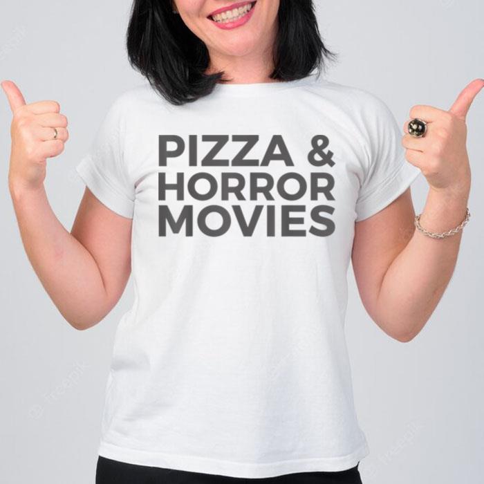 Halloween Funny Pizza And Horror Movies T-Shirt