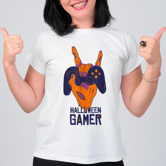 Halloween Gamer Zombie Controller Video Gamer Kids Mens Boys T-Shirt