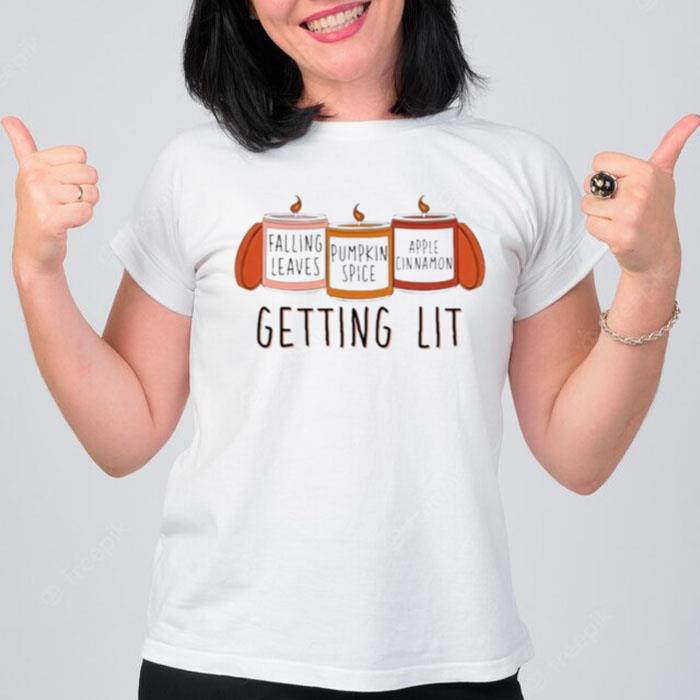 Halloween Getting Lit Fall Pumpkin T-Shirt